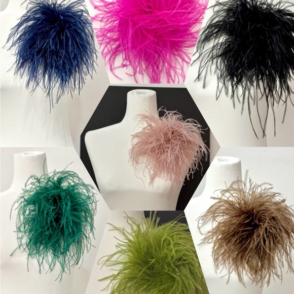 Beige Feather Brooch, Ostrich Feather Brooch, All colors